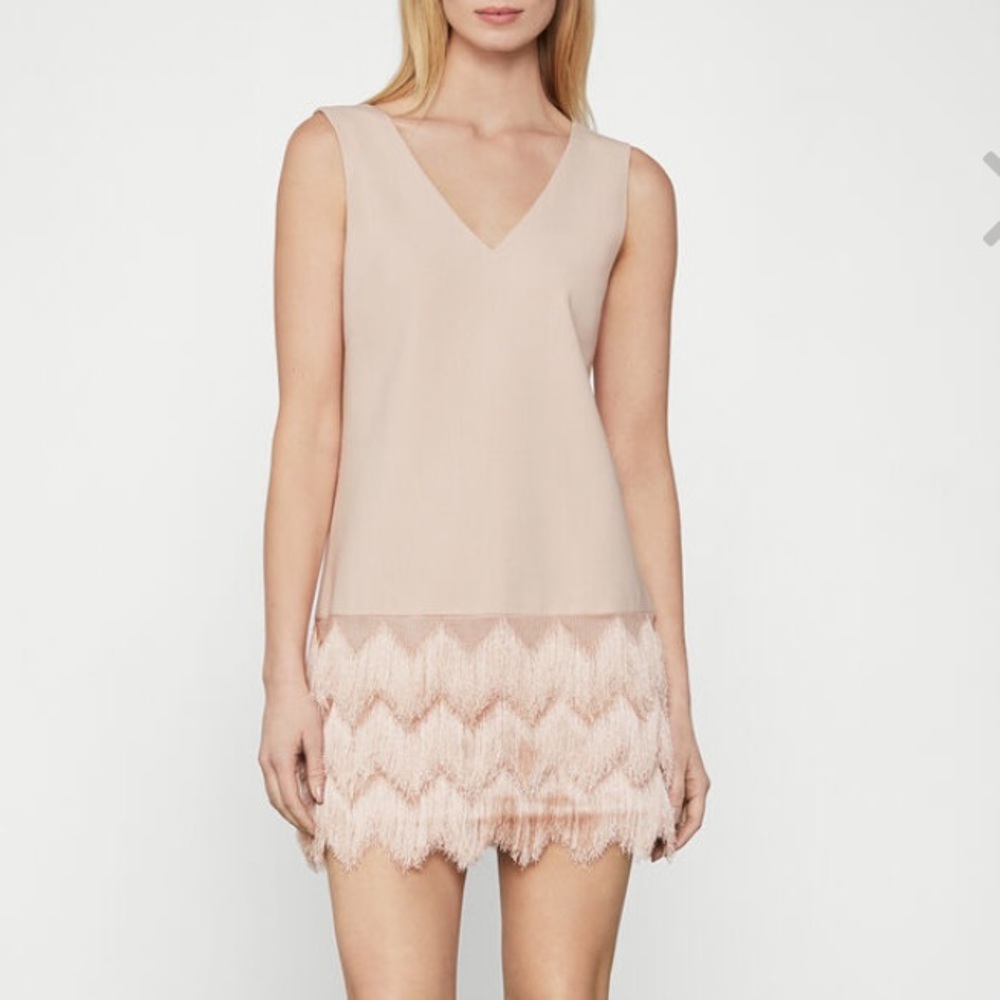 BCBG Addilyn Fringe Mini Dress, light pink
